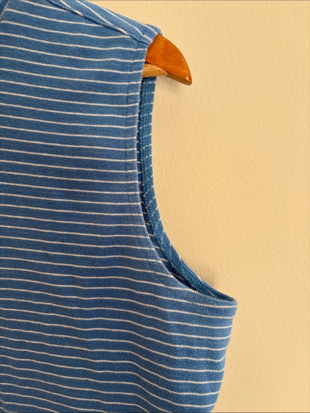 Vintage Lands' End Blue and White Striped Sleeveless Turtleneck Tank